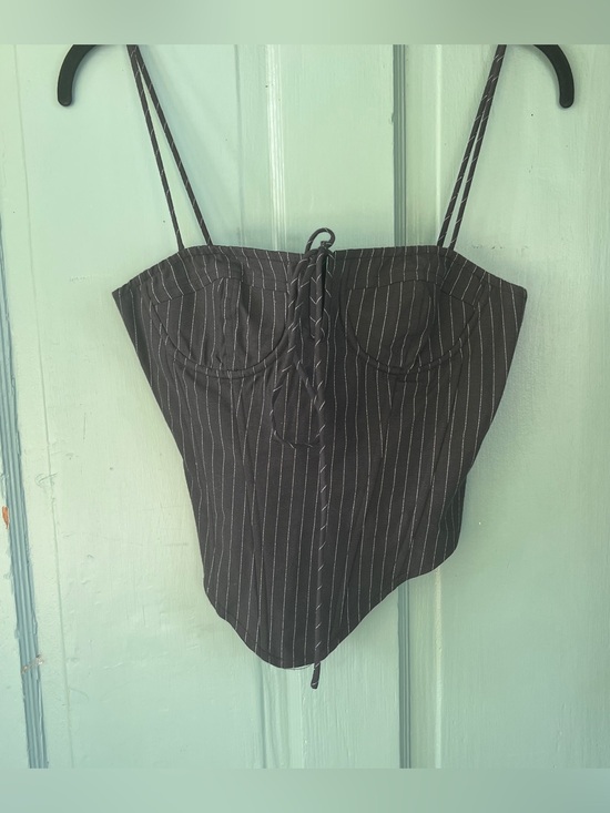 Lioness Tops - NWT New Lioness La Quinta corset black onyx pinstripe XS Shopbop revolve